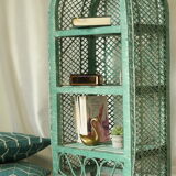 Vintage mint green wicker bookcase