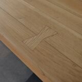 Antique monastery table in solid oak, dovetail joint, 20th century