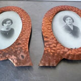 Pair of art nouveau copper metal photo frames