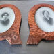Pair of art nouveau copper metal photo frames