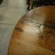 Table demi lune en chêne du XIX ème siecle