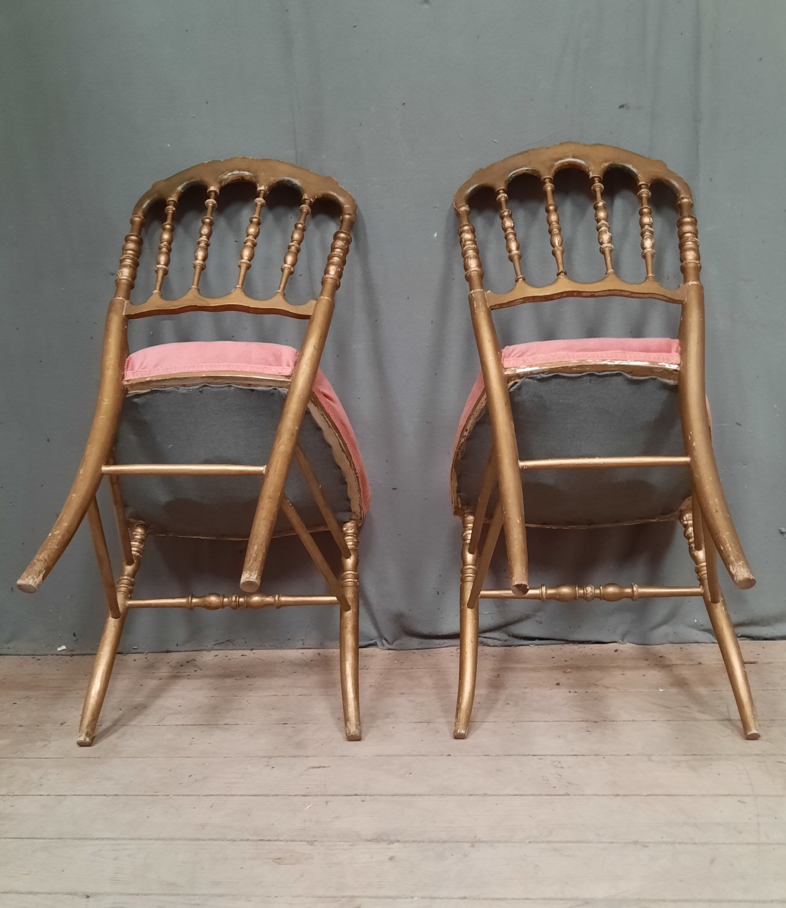 Pair of golden chairs Napoleon III