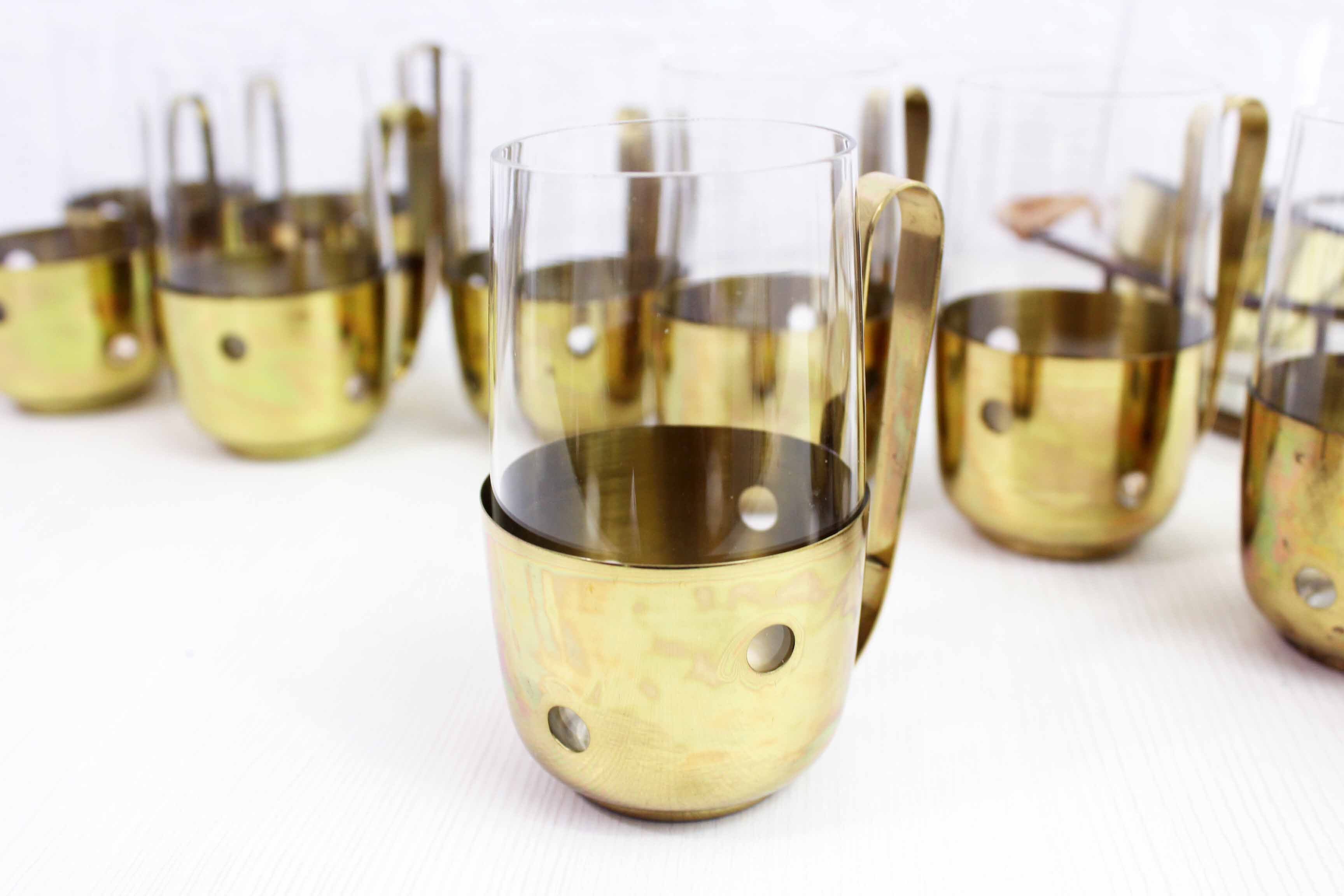 Brass orangeade service and 60s glass