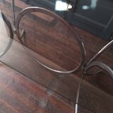Vintage dining table chrome glass and metal