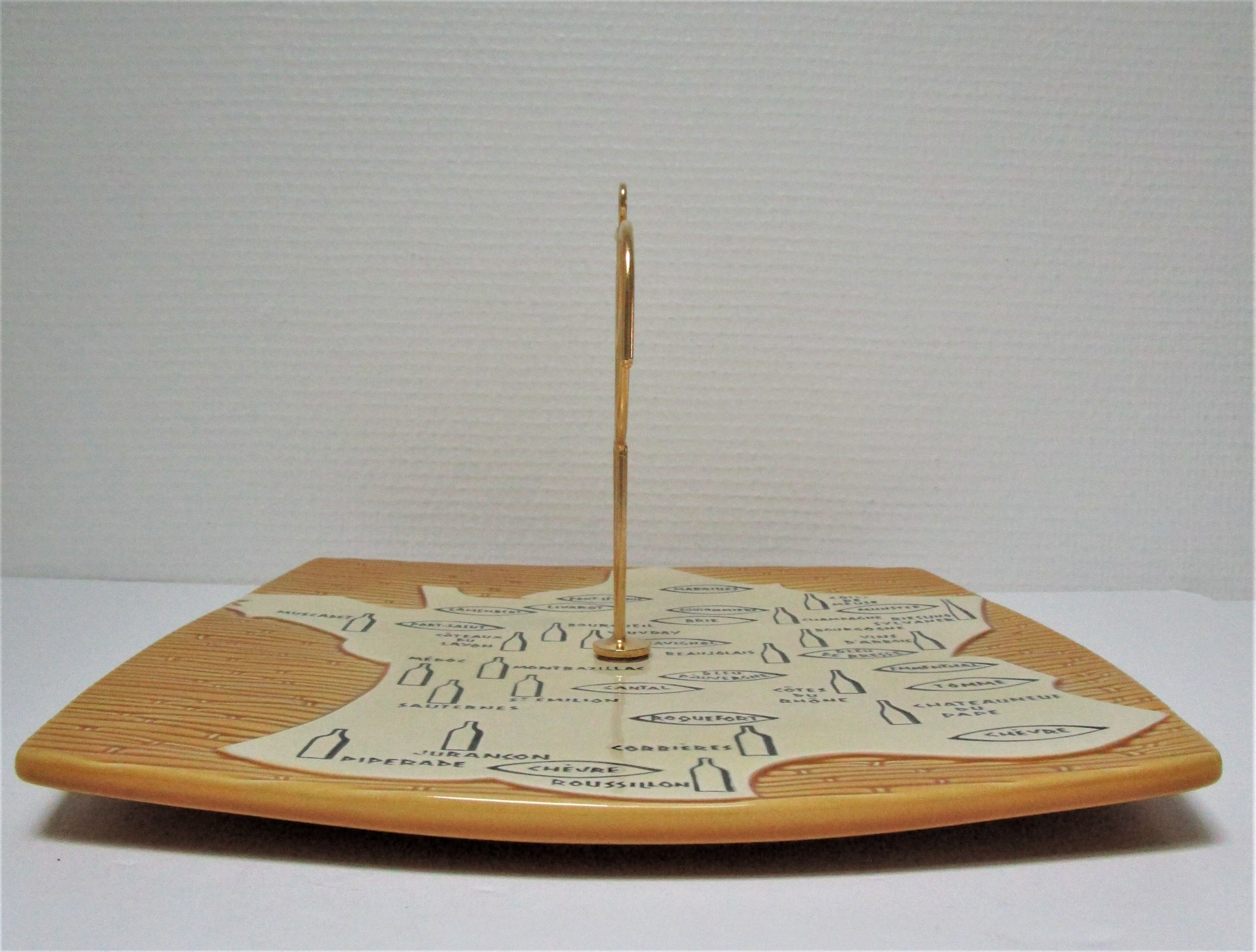 Ceramic cheese platter modernist rooster 60s