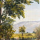 Peinture ancienne huile sur bois paysage verdoyant Joseph Guénard