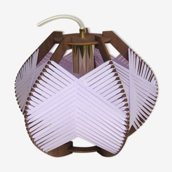 Lampe lilas tissée à suspendre