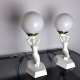 Pair of lamps "Woman with the ball" by Onices Eth 1980