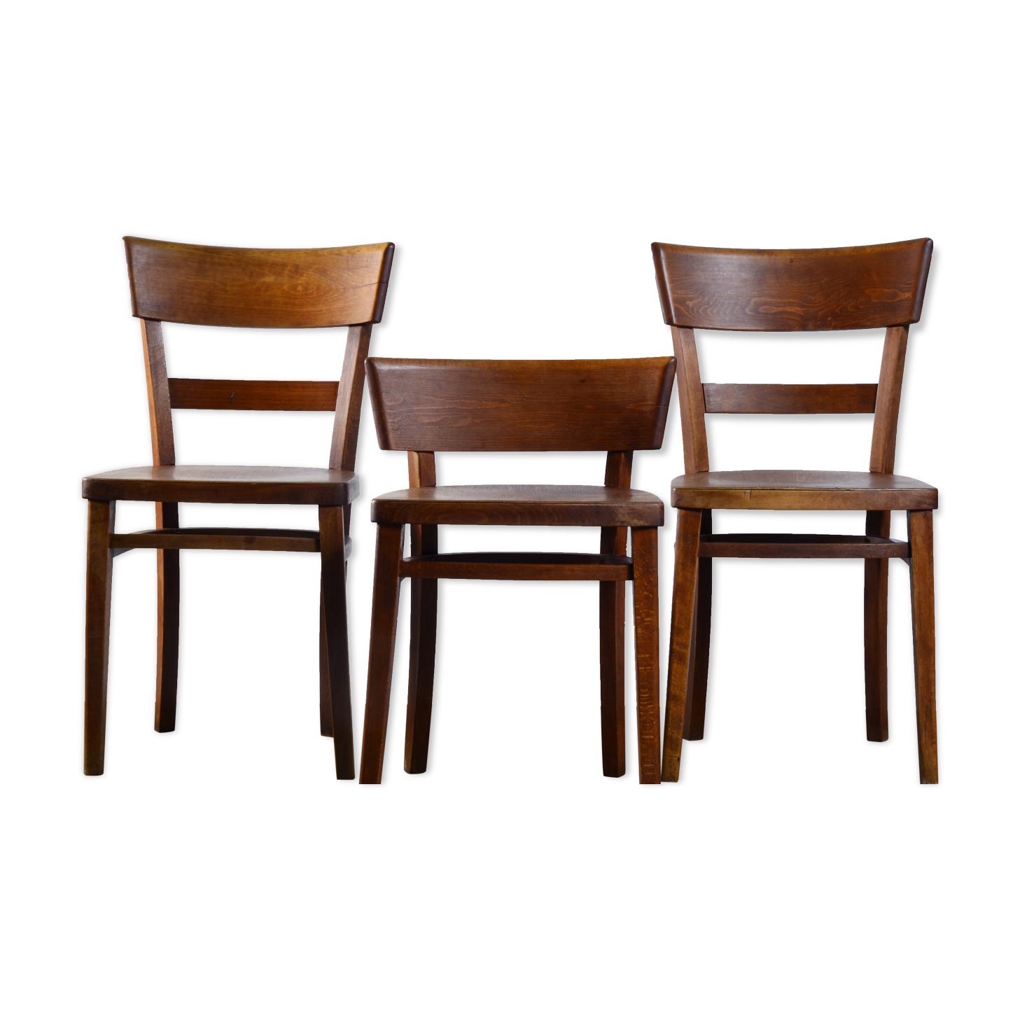 3 wooden bistro chairs