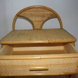 Rattan bedside table with drawer