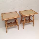 Paire de chevets en rotin vintage