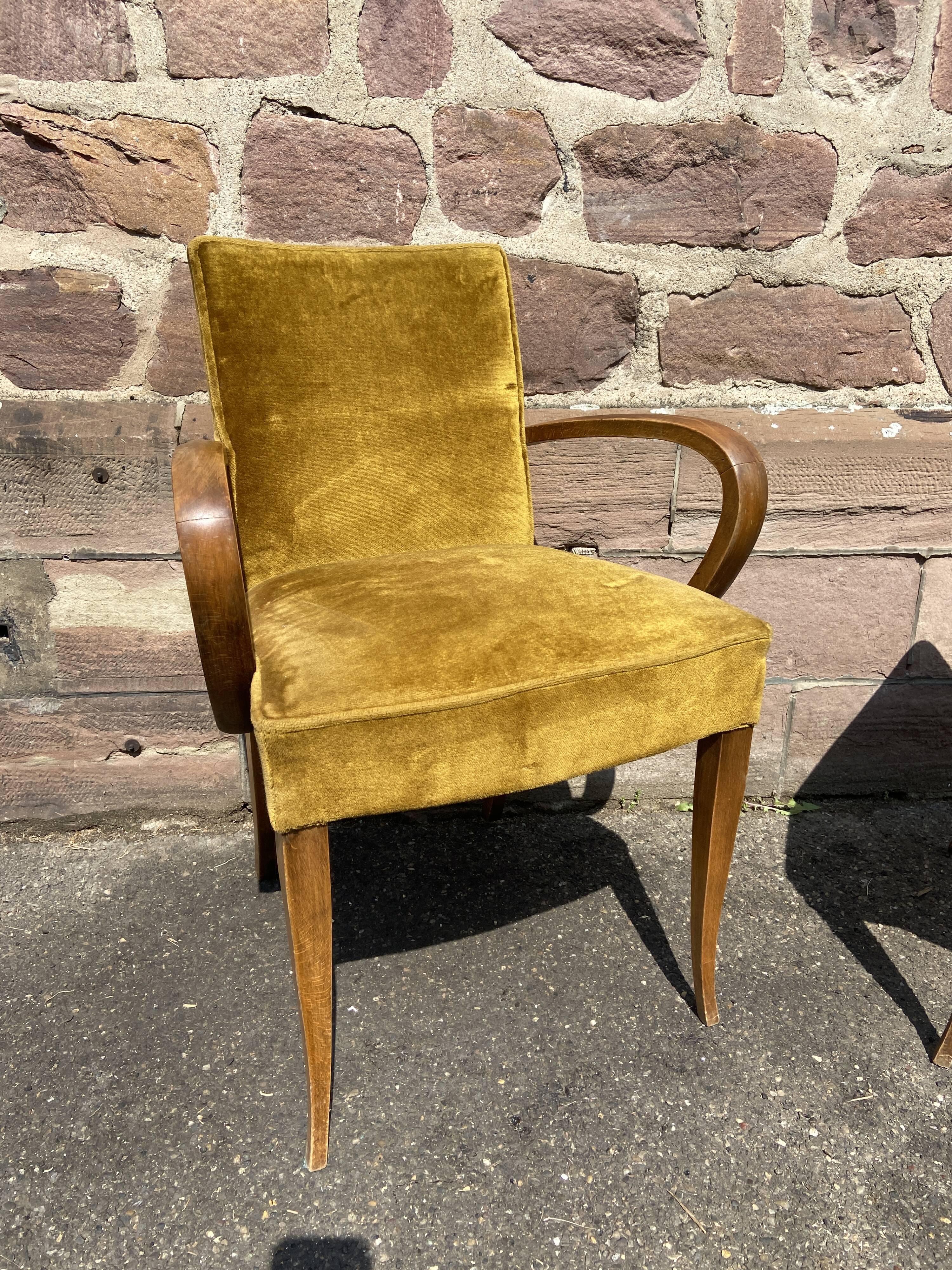 Pair of fabric bridge armchairs mid-century 1950 no club chesterfield