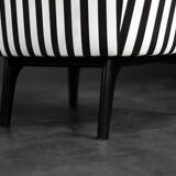 Mid-century modern Scandinavian rounded armchairs with black and white stripes, 1960s.