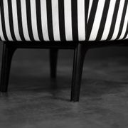 Mid-century modern Scandinavian rounded armchairs with black and white stripes, 1960s.