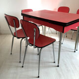 Table and chairs in vintage red formica 60s