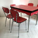 Table and chairs in vintage red formica 60s