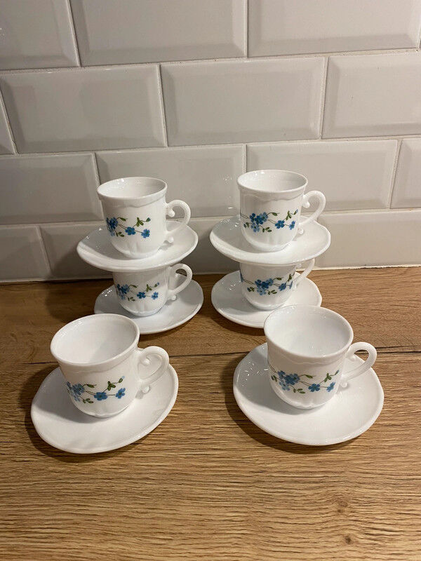 6 cups and under cups Arcopal forget-me-not