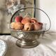 Art Deco fruit bowl in silver-plated metal and chiseled glass