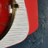 Vintage formica clock silent wall clock "Rouge Gris"