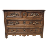 Louis XIV style chest of drawers in solid oak, 18th century