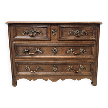 Louis XIV style chest of drawers in solid oak, 18th century