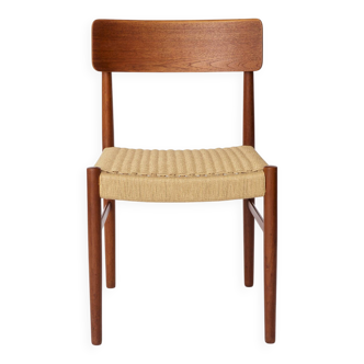 Chaise danoise en teck et corde, années 1960