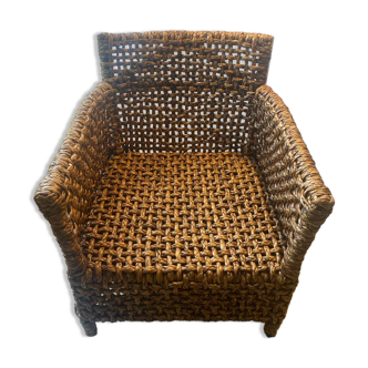 Fauteuil en rotin et ses 2 coussins