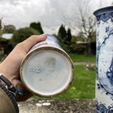 Pair of Delft vases with blue marine decoration