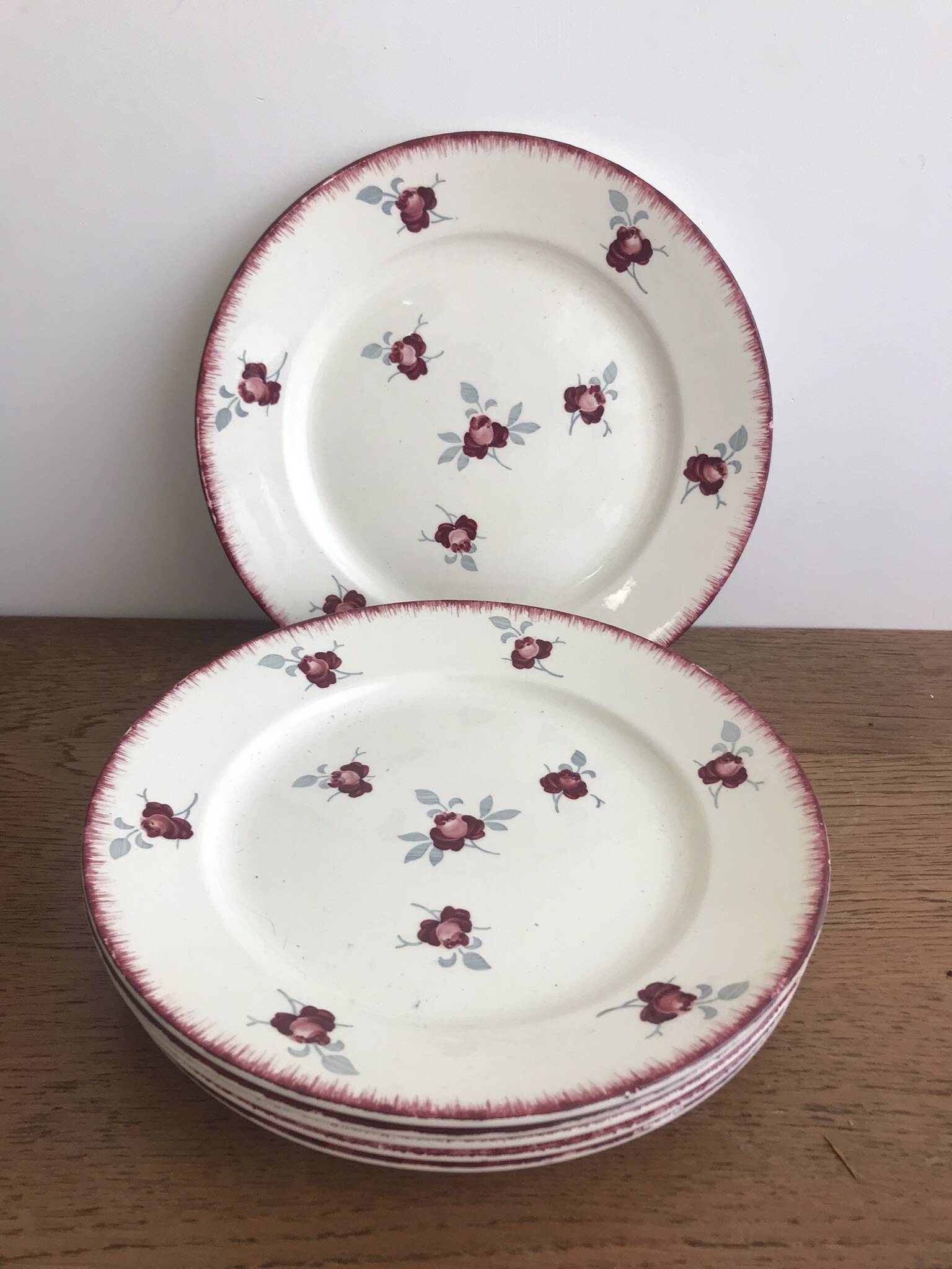 Set of 6 flat plates Luneville model Senlis