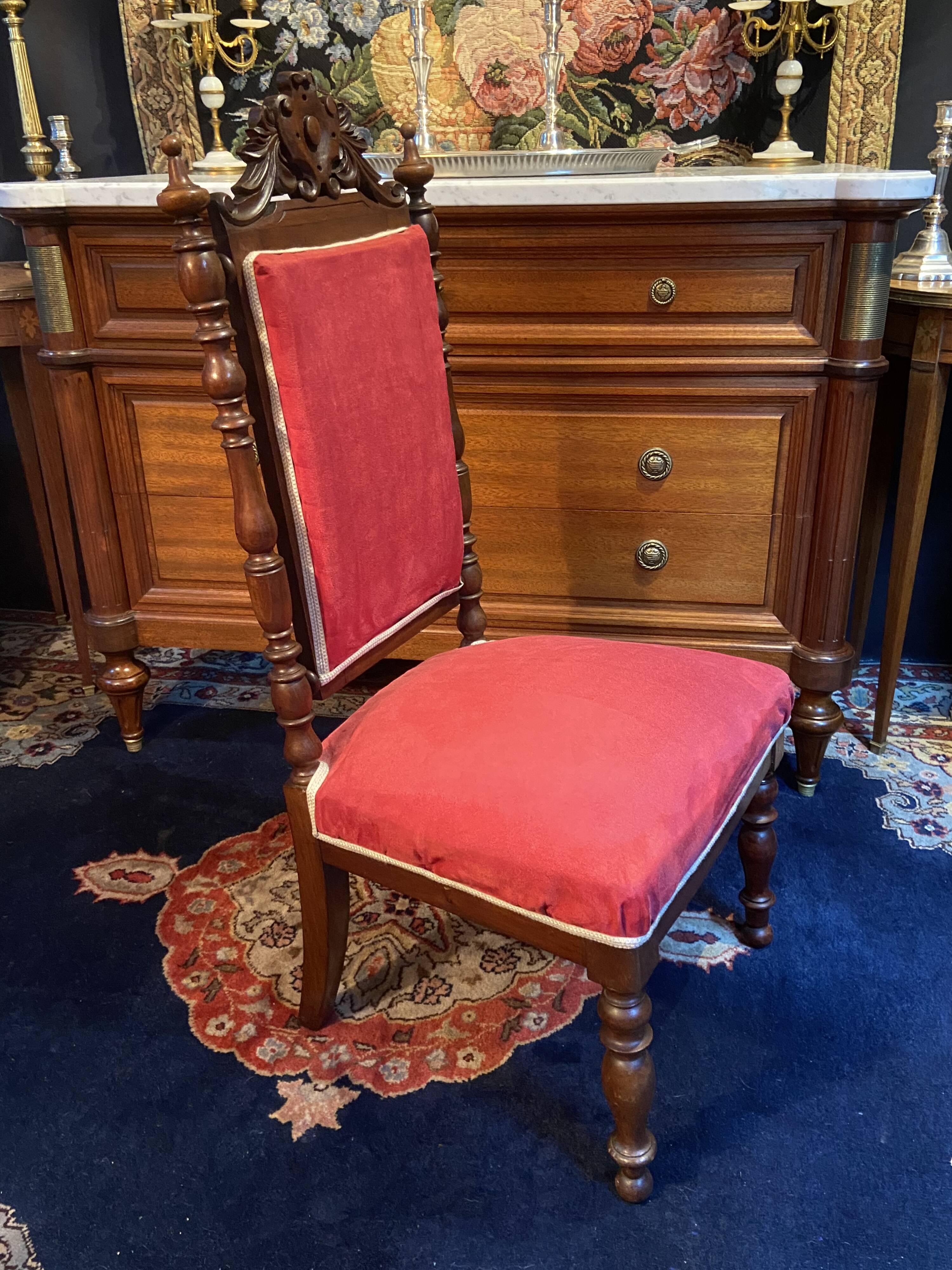 High-backed chaise longue in carved mahogany, 19th century, Napoleon III