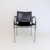 Strässle HE leather lounge chair by Hans Eichenberger