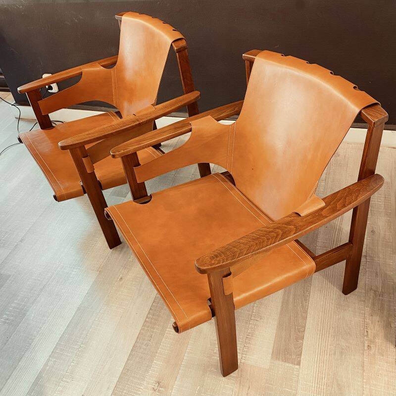 Pair of Trienna Safari Armchairs by Acking