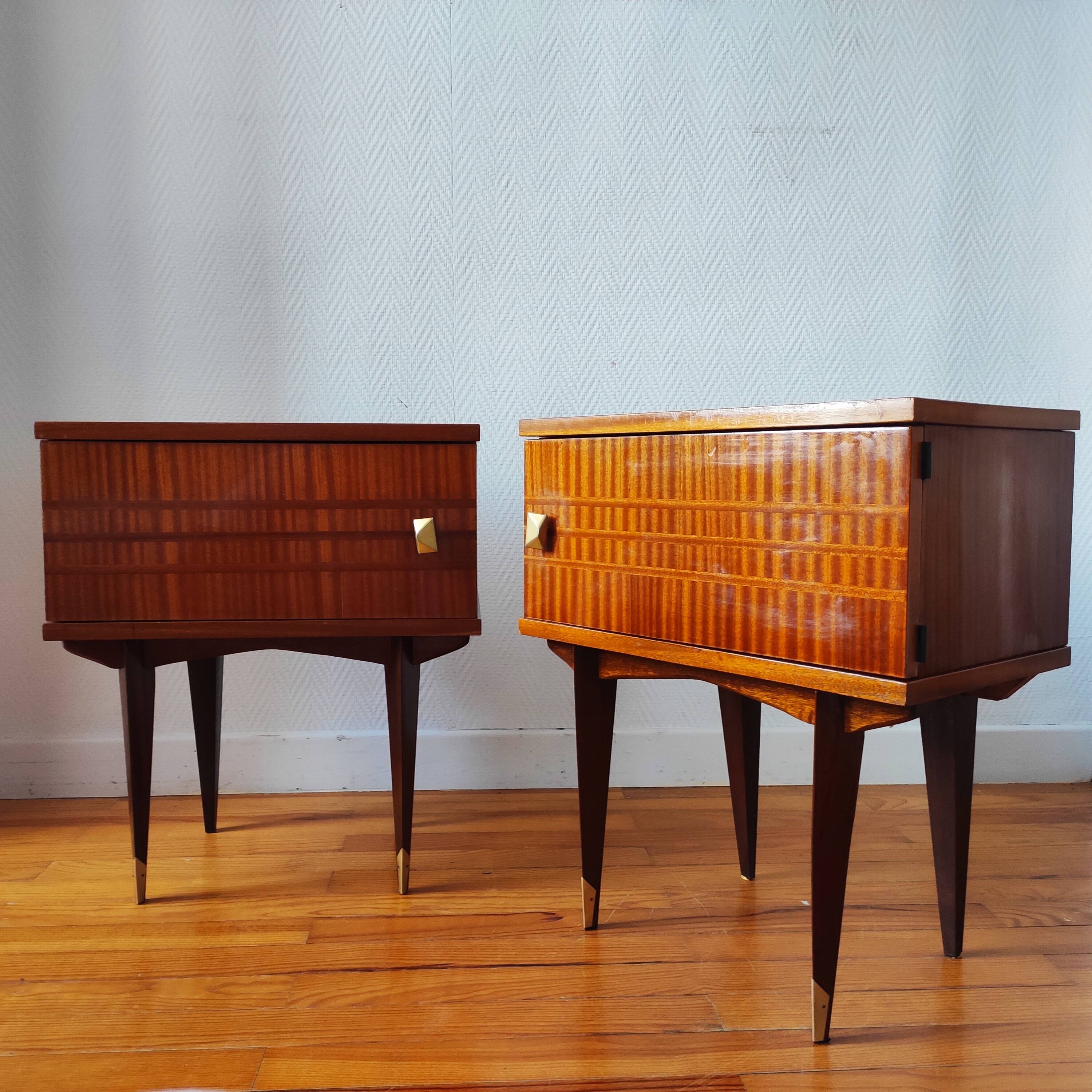 Pair of vintage Scandinavian design bedside tables from the 50s-60s.