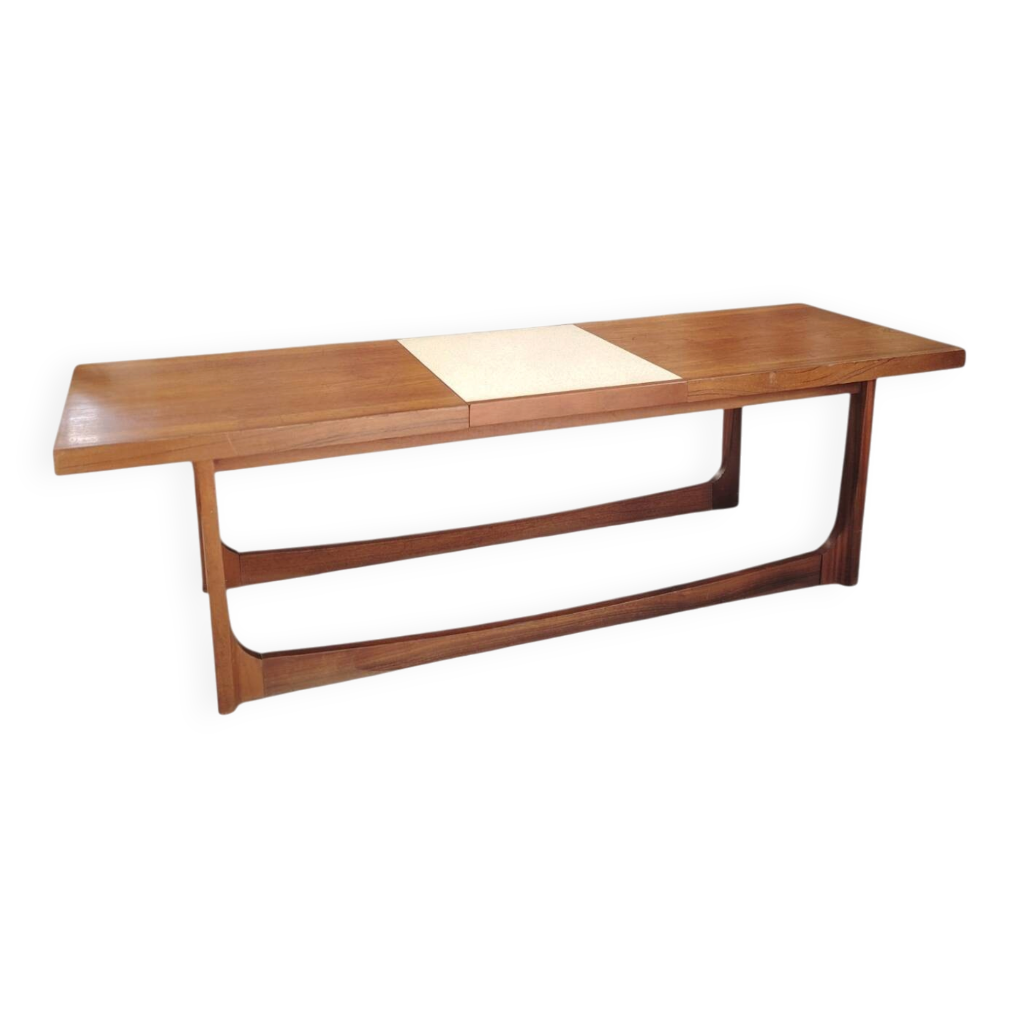 Vintage Scandinavian extendable coffee table with sled legs.