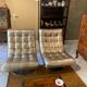 Pair of leather design armchairs