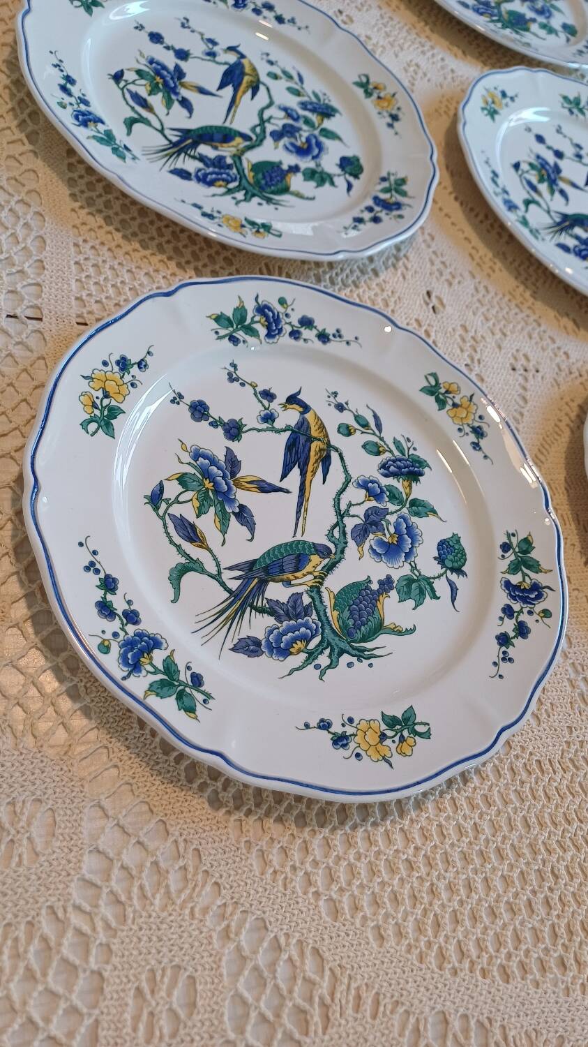 Set of 6 Villeroy and Boch Phoenix Blue dinner plates