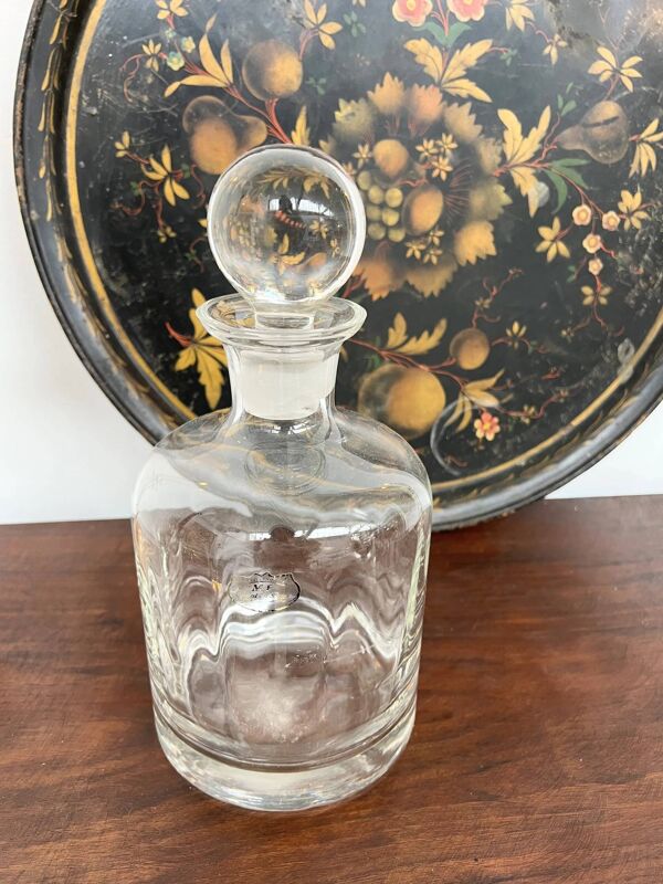 Carafe à whisky vintage en cristal de Paris avec étiquette d’origine
