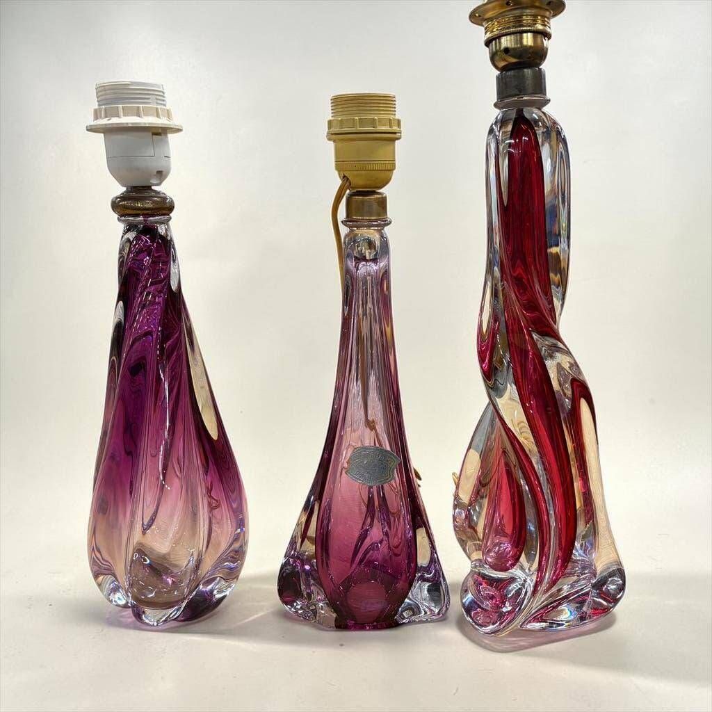 Vintage lamp base in crystal VSL and ruby glass
