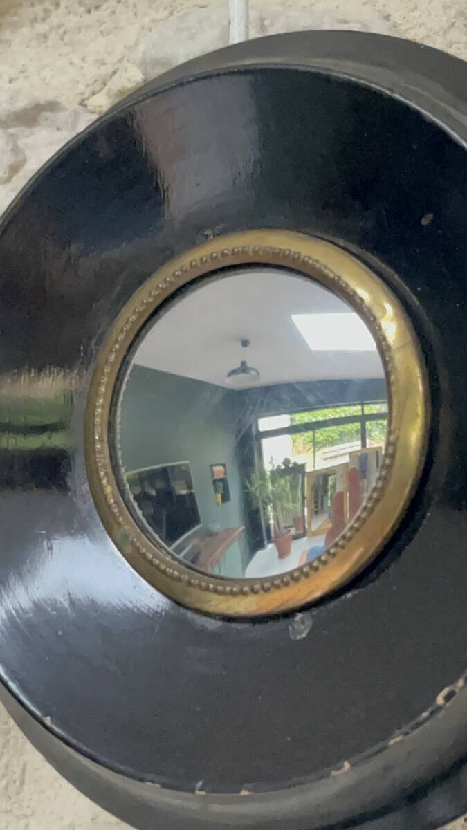 Pair of witch mirrors Napoleon III, 12cm, antique glass, curiosity, antique, black