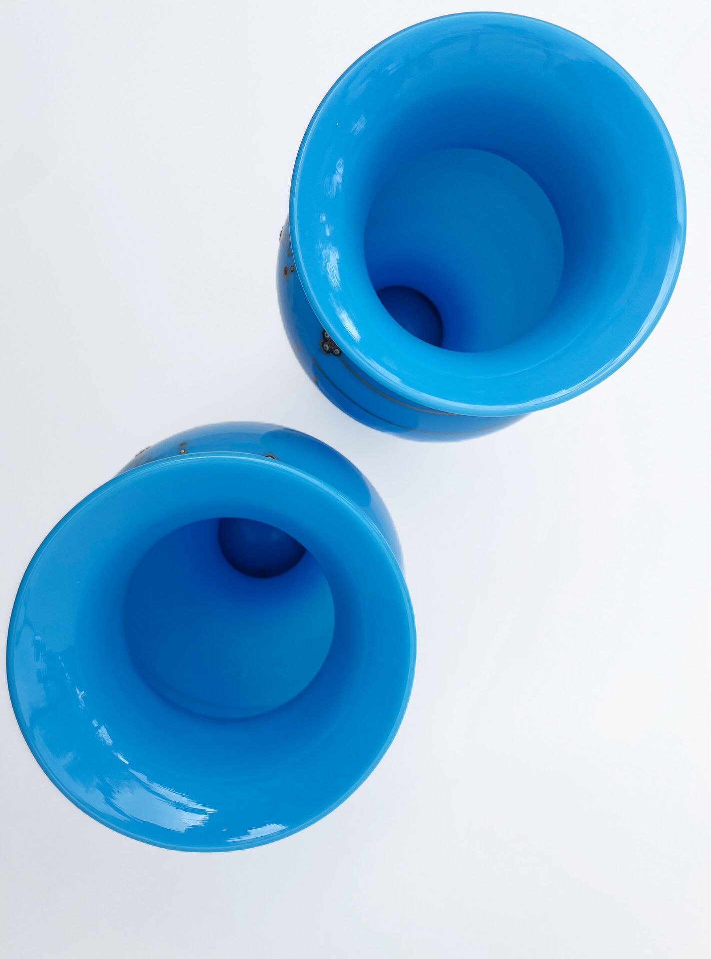 Pair of blue opaline vases