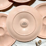6 pink porcelain oyster plates from Digoin Sarreguemines