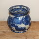 Blue ceramic and cream tobacco jar signed Lucien Brisdoux