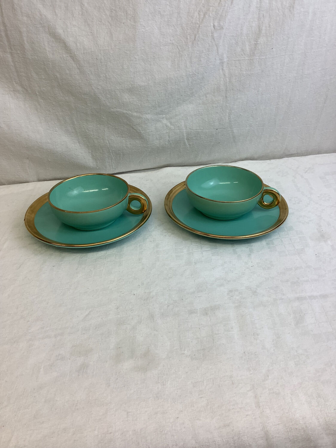 Set of 2 antique tea cups made in France
