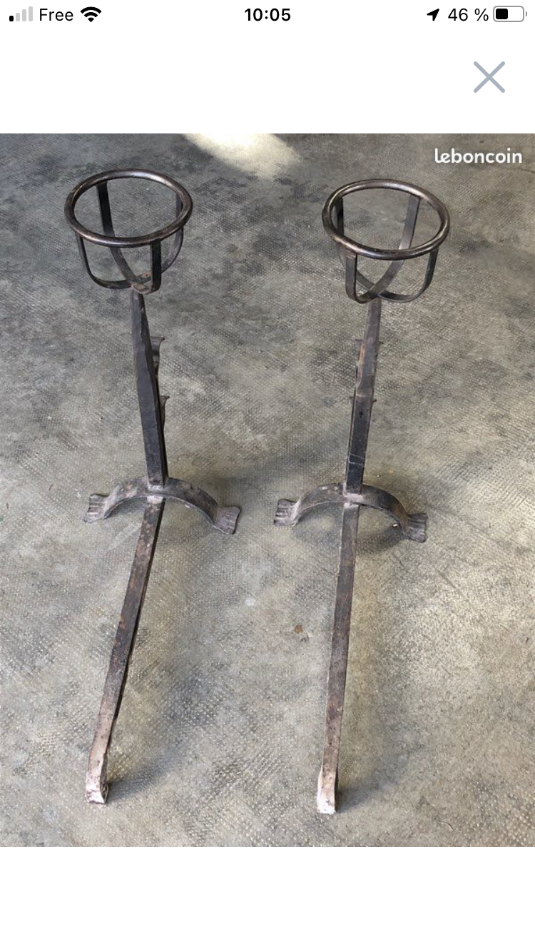 Pair of 18th century wrought iron andirons