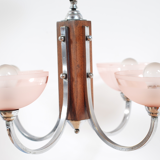1940s wood and aluminum chandelier