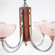 1940s wood and aluminum chandelier