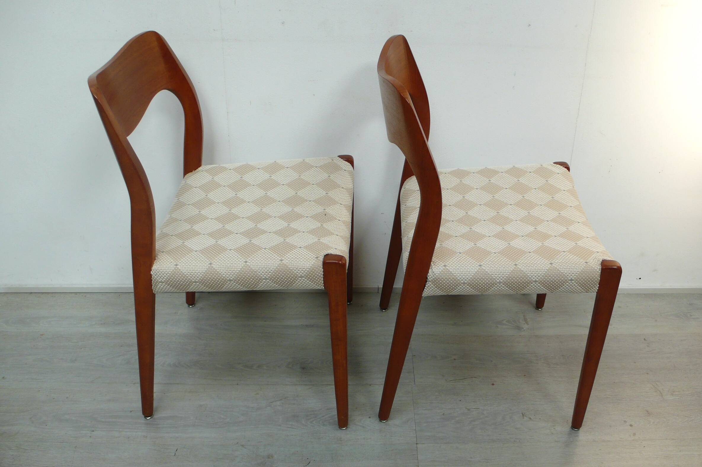 Two Teak Chairs Modell 71 by JLM Møllers Denmark, Niels Otto Møller 60s
