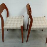 Two Teak Chairs Modell 71 by JLM Møllers Denmark, Niels Otto Møller 60s