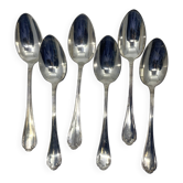 Lot de 6 cuillères à potage en métal argenté bas motif Louis XV