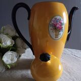 Yellow and black teapot, floral medallion, Deuschland porcelain, circa 1920